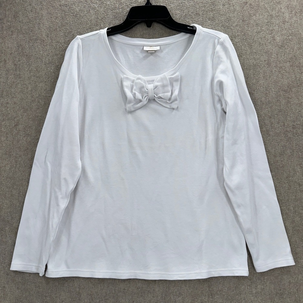 Erin Fetherston for Target White Long Sleeve‎ Tshirt Bow Front Top Womens LARGE